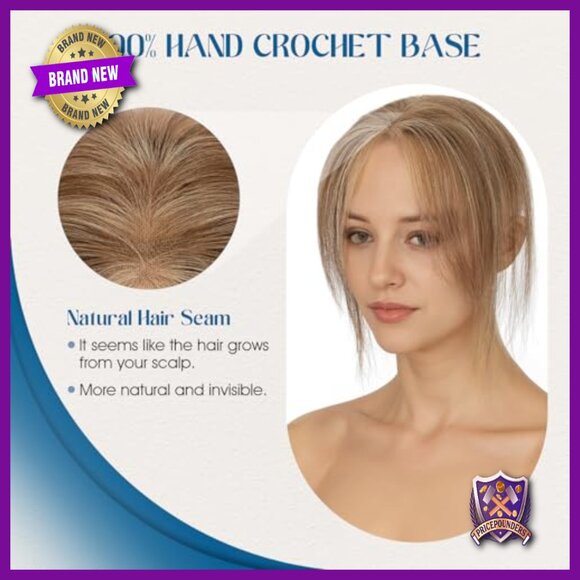 Human Hair Topper with Side Bangs, T-Part Lace Base, 11 Inch Length main image 6